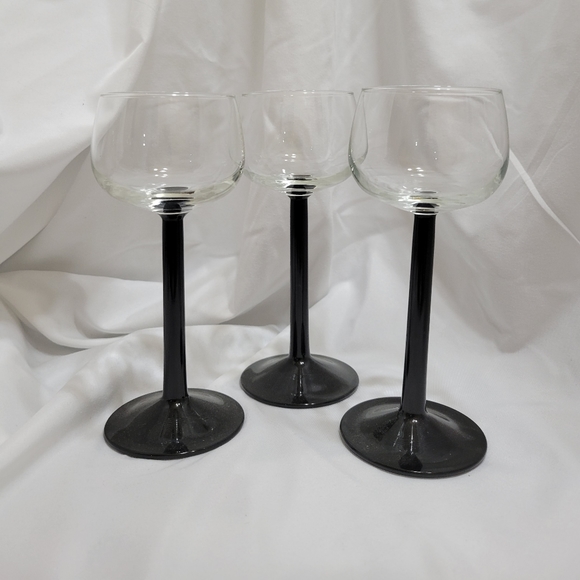 France Luminarc Black Stem Wine Glasses/Set of 3/Barware - Picture 1 of 3